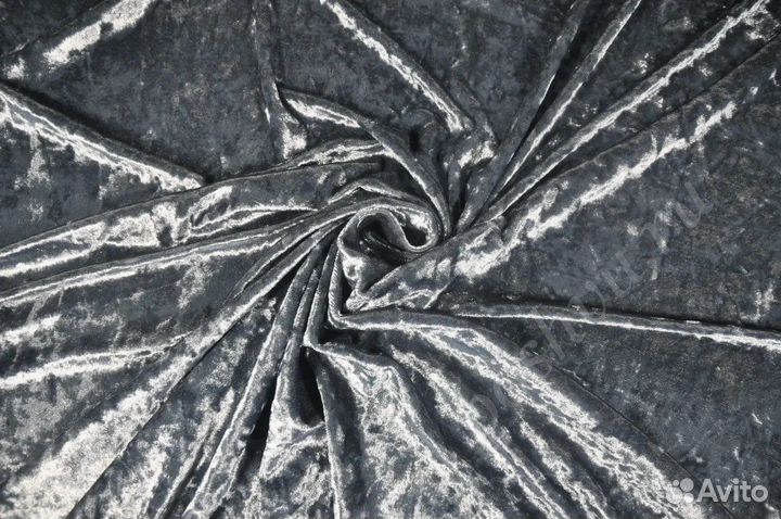Ткань бархат мраморный серый