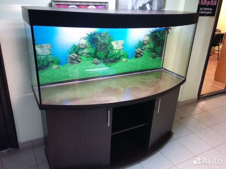 Аквариум 600л. Полукруглый, свет, биофильтр, тумба