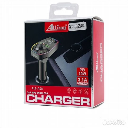 FM Модулятор allison ALS-A08 QC3.0/PD 20W 3.1A