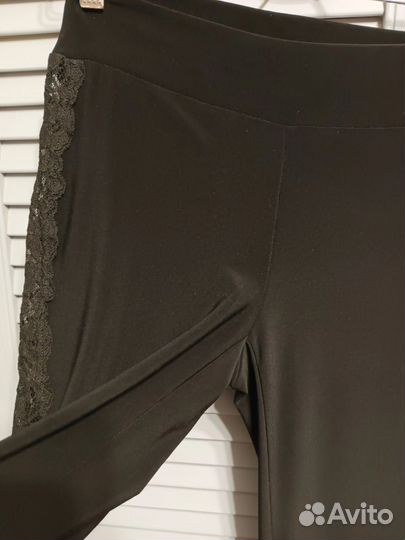 Трикотажные черные брюки с кружевом р.42/44