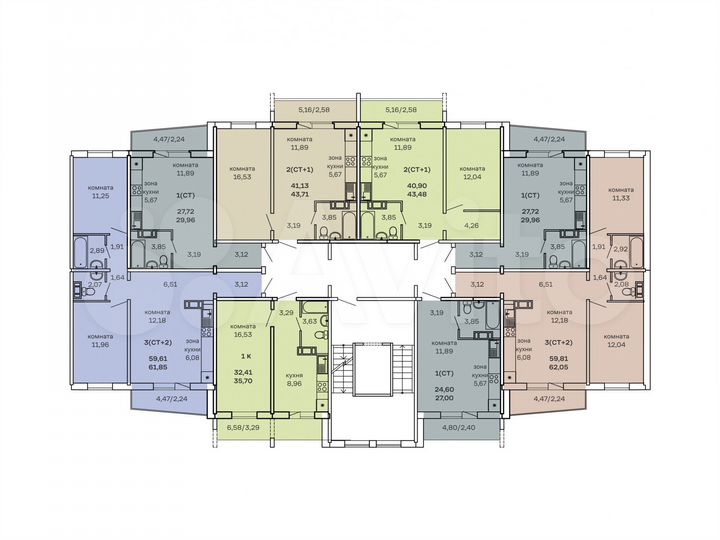 3-к. квартира, 64,1 м², 6/7 эт.