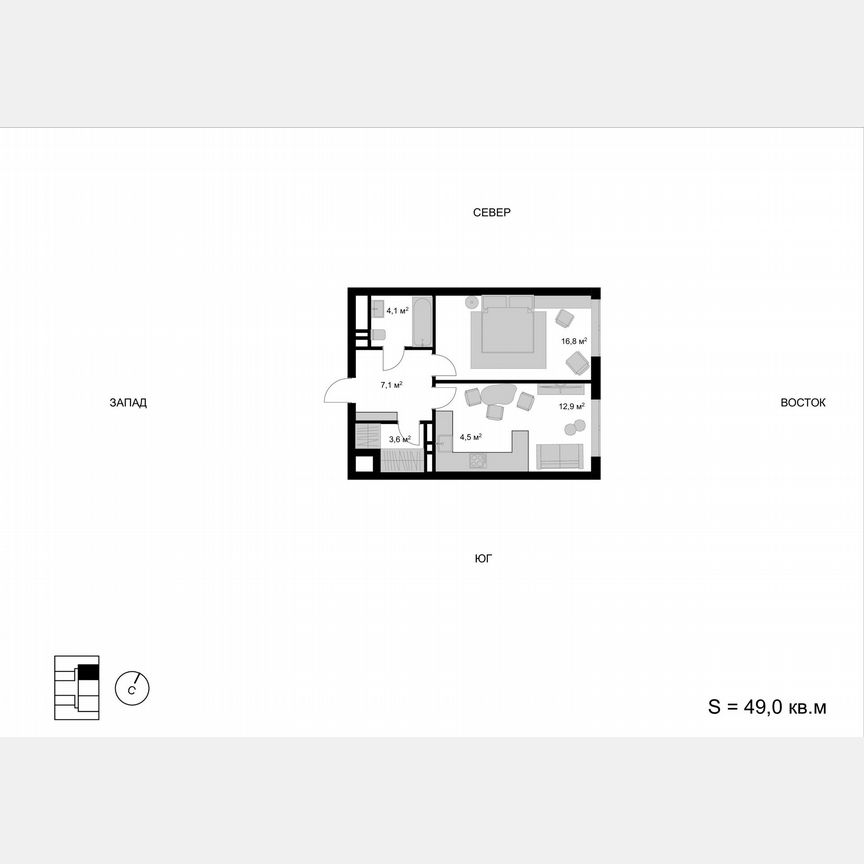 2-к. квартира, 49 м², 15/17 эт.