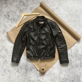 Vintage Leather Brooks Cafe Racer 80s Moto Jacket