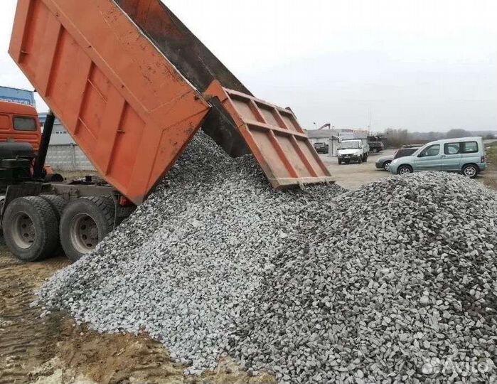 Щебень известняковый, вторичный, гравийный