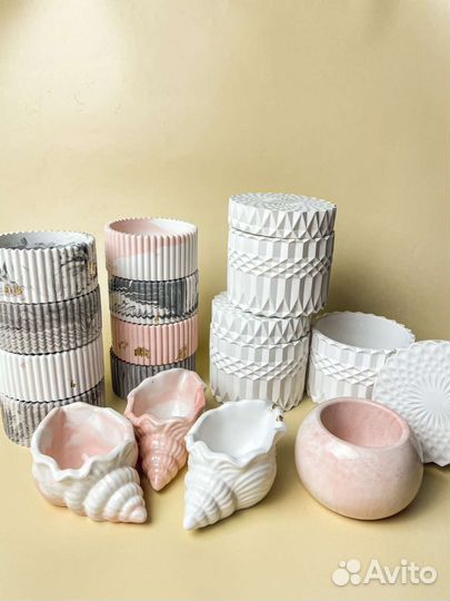 Подсвечник из гипса, банка для свечей