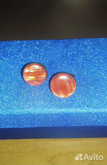 Запонки под янтарь, винтажные. СССР. Унисекс
