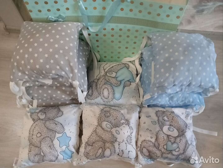 Бортики-подушки в детскую кроватку 12 штук