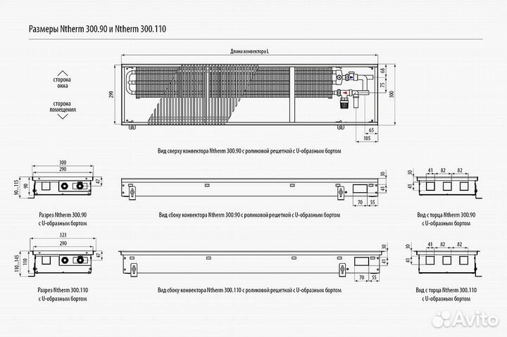 Внутрипольный конвектор с естественной конвекцией