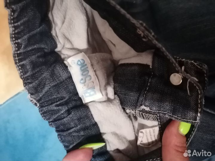 Брюки джинсовые на годик с подкладом
