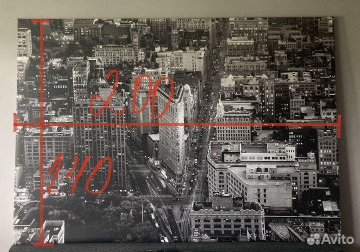 IKEA картина Нью-Йорк черно-белая 200 на 140 см