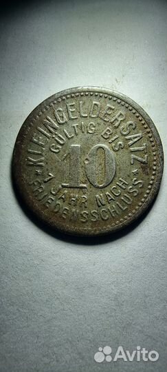 Монета Германии 10 пфеннигов 1918 год. Нотгельд Мо