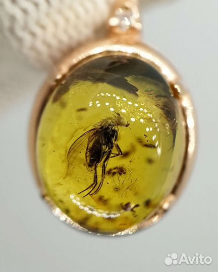 Янтарь Кулон с Инклюзом Серебро 925
