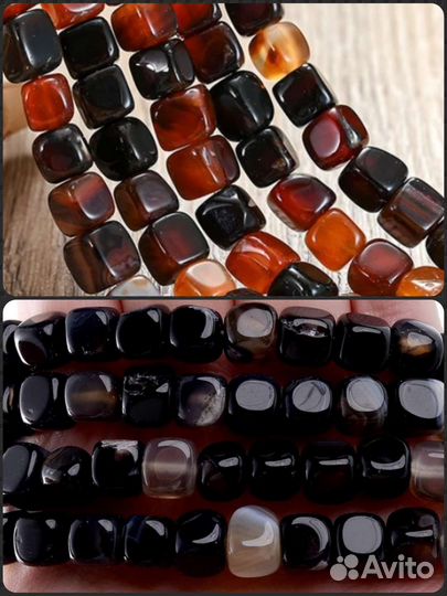 Агаты натуральные, квадратные. 8 мм., 46 шт