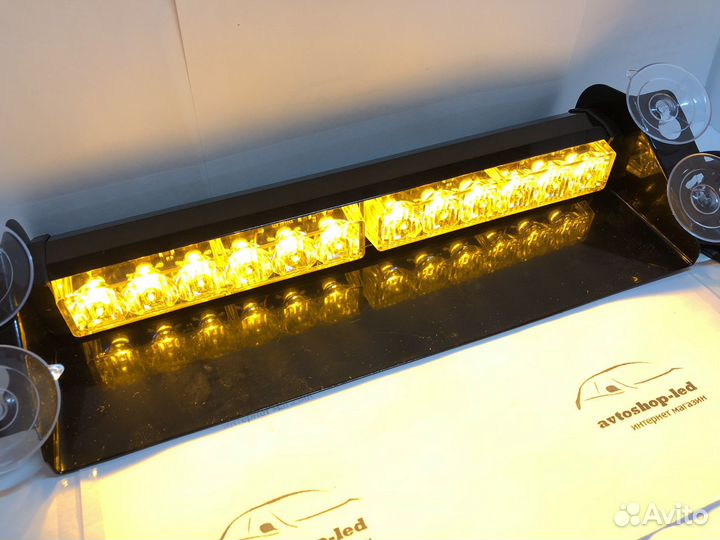 Стробоскоп желтый под лобовое стекло 12/24V