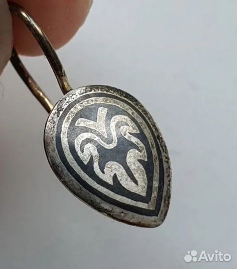 Серебряная серьга 1шт Кубачи