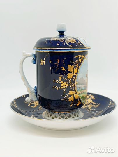 Кружка с Крышкой Фарфор 19 Век Кузнецов