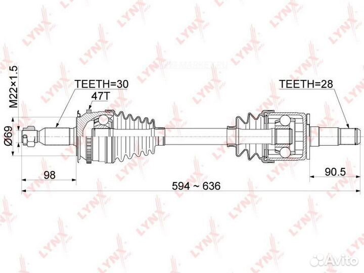 Lynxauto CD-1085A Привод в сборе перед лев