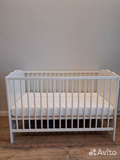 Детская кроватка IKEA хенсвик+матрас Plitex 12060