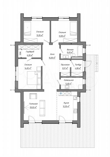Дом 120 м² на участке 6 сот.