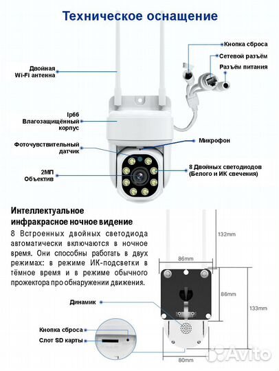 Камера видеонаблюдения уличная ip wi-fi