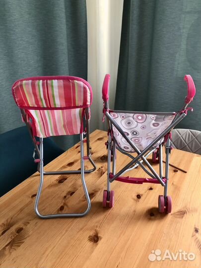 Коляска для кукол и стульчик для кормления