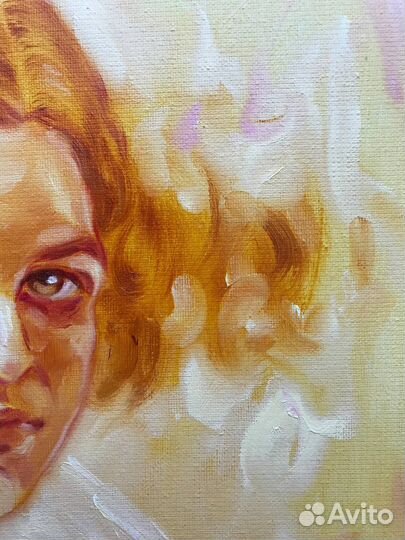 Картина маслом портрет девушка винтаж холст