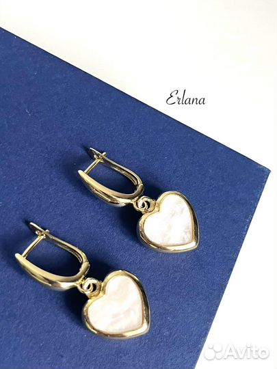 Серьги серце перламутр