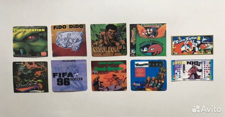 Старые наклейки на картриджи Dendy и sega Раритет