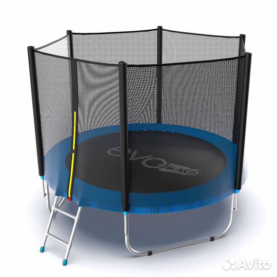 Батут EVO jump External 8ft (синий) с лестницей