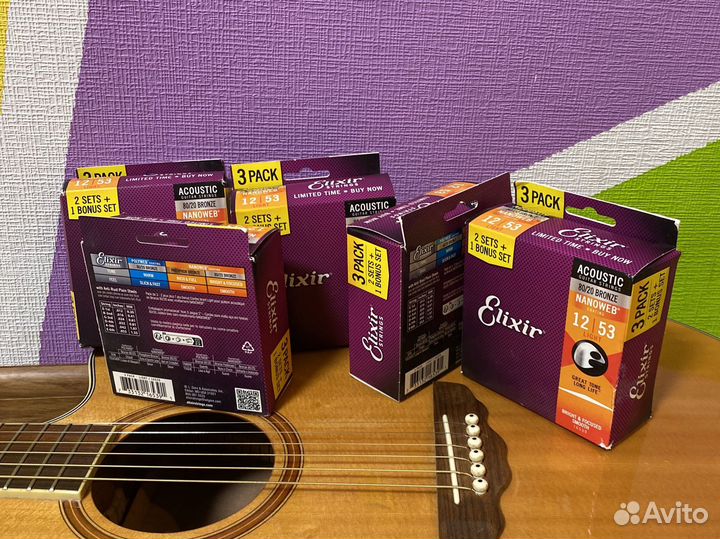 Elixir 12-53 струны для акустической гитары 3в1