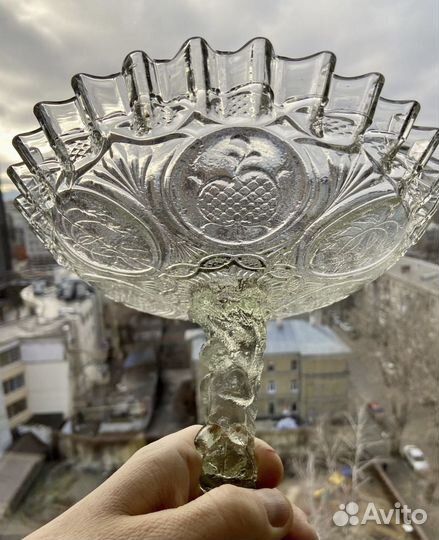 Ваза стекло антик Завод Братьев Болотиных кон 19в