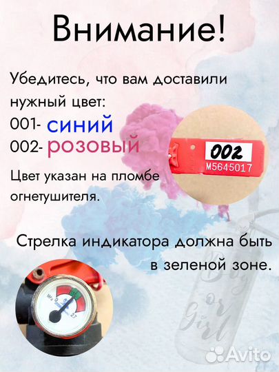 Огнетушитель для гендер пати/ цветной дым/аниматор