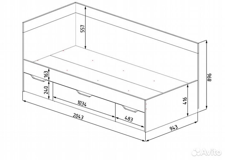 Детская кровать угловая 90х200 Модерн (правая/лева