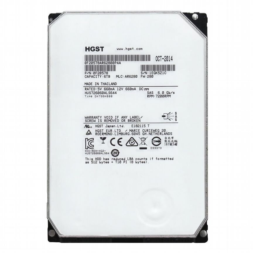 [HUS726060ALS644] Жесткий Диск Hgst 6tb Sas 3,5 Hus726060als644