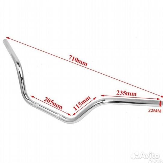 Руль для мото 22mm хром