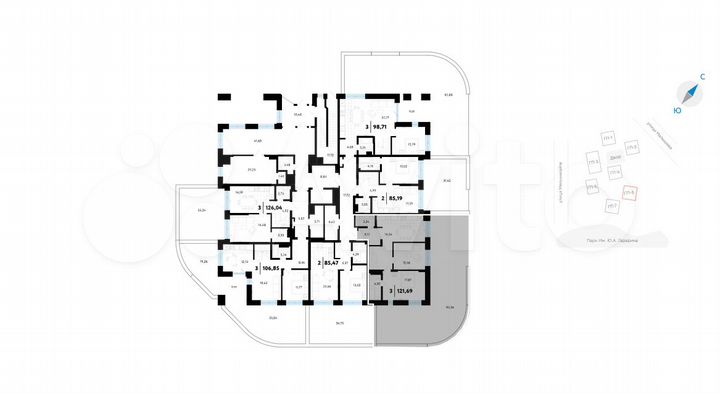 3-к. квартира, 123,6 м², 1/7 эт.