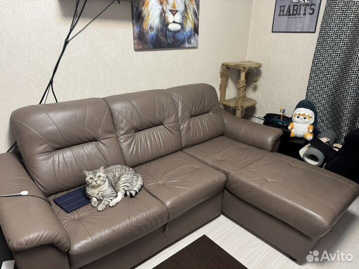 Кожаный диван бу
