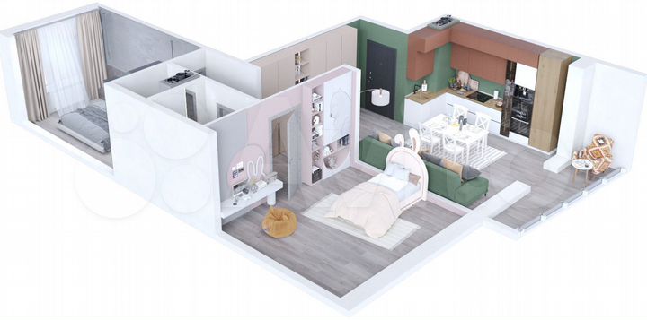 2-к. квартира, 66,3 м², 6/9 эт.