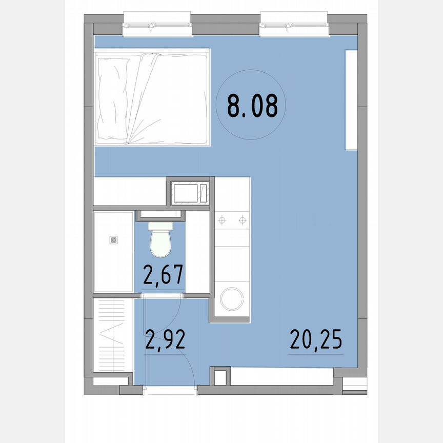 1-к. апартаменты, 27,5 м², 8/13 эт.