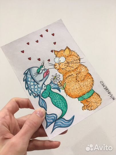 Авторские акварельные открытки ручной работы