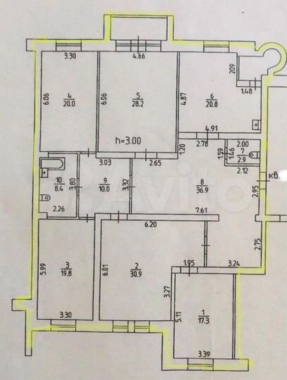 5-к. квартира, 200 м², 4/6 эт.