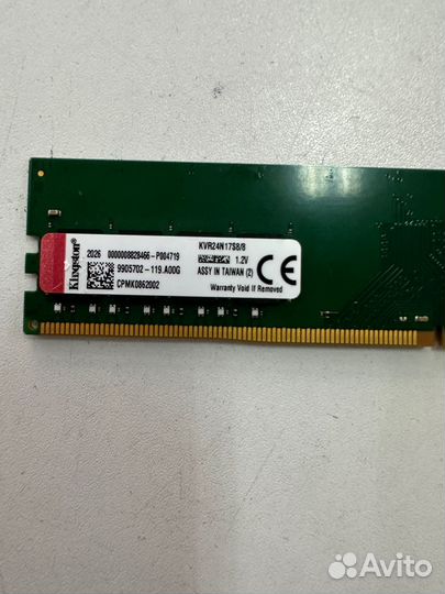 Память бу DDR4 8 gb 2400 Kingston KVR24N17S8/8