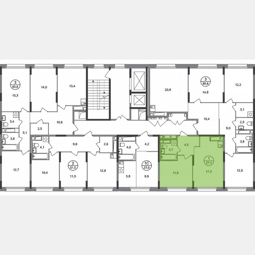 1-к. квартира, 37,3 м², 5/17 эт.