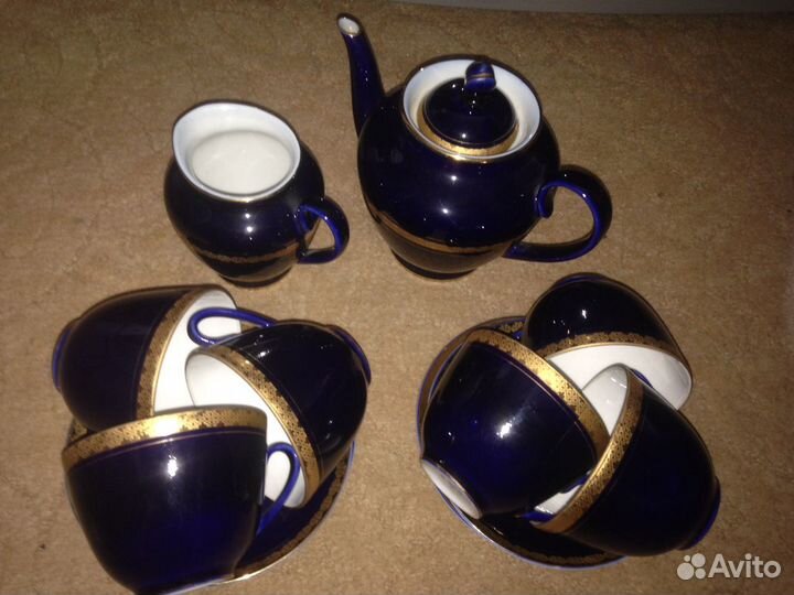 Чайный сервиз, кобальт, лфз, СССР