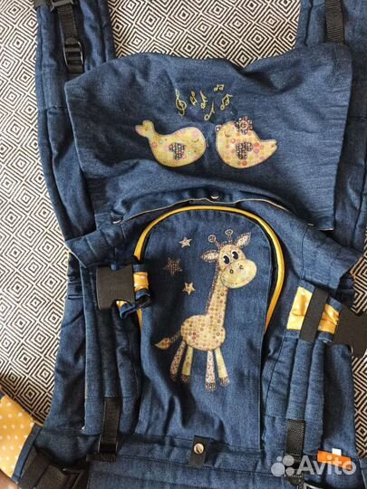 Эргорюкзак гусленок синий, джинса