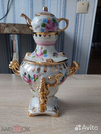 Фарфоровый самовар гжель экспортный вариант