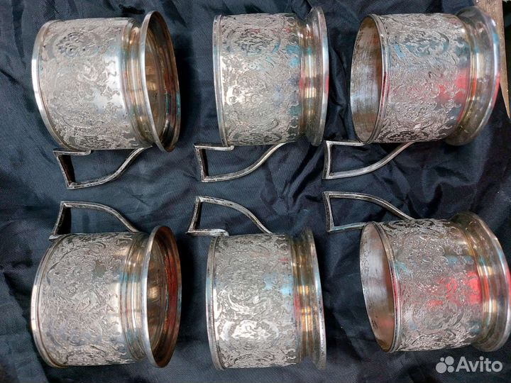 Серебряные 84 пробы, антикварные подстаканники