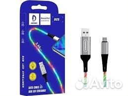 USB кабель Светящийся Lightning, microusb, Type-C