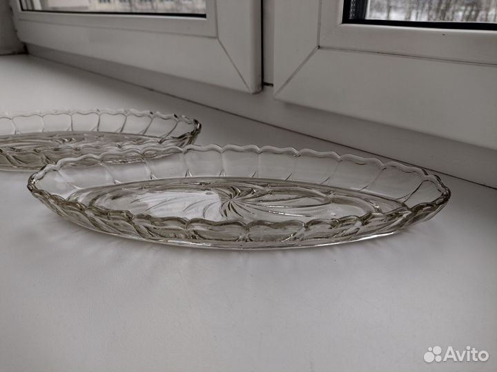 Овальное блюдо Стекло СССР Селедочница 2 шт