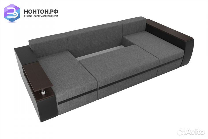 Диван п-образный еврокнижка Ричмонд серый / бежевы